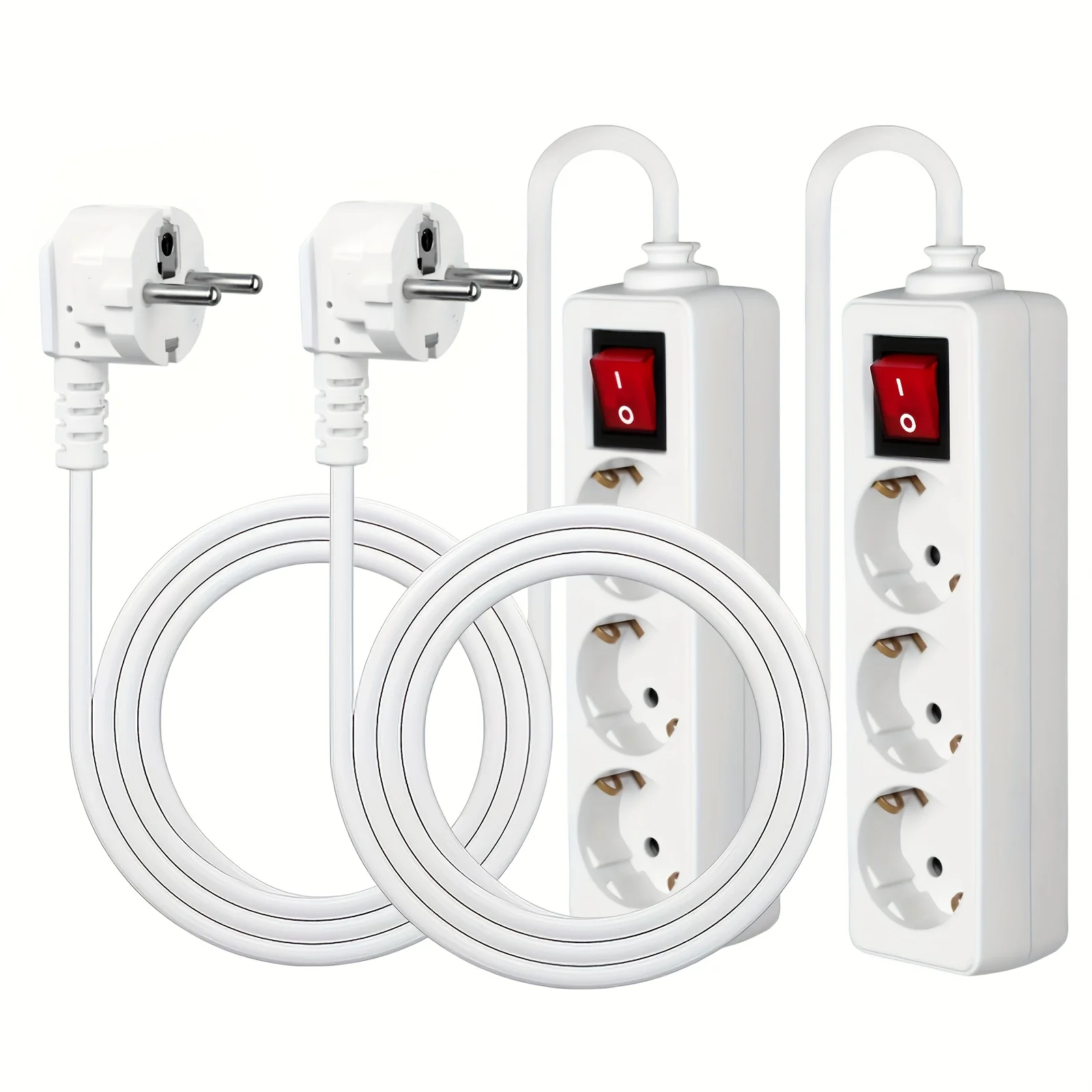 2/3/4 Multiple Sockets EU Plug with ON/OFF Switch 2M Extension Cord European Standard Adapter Expansion Socket Power Converter