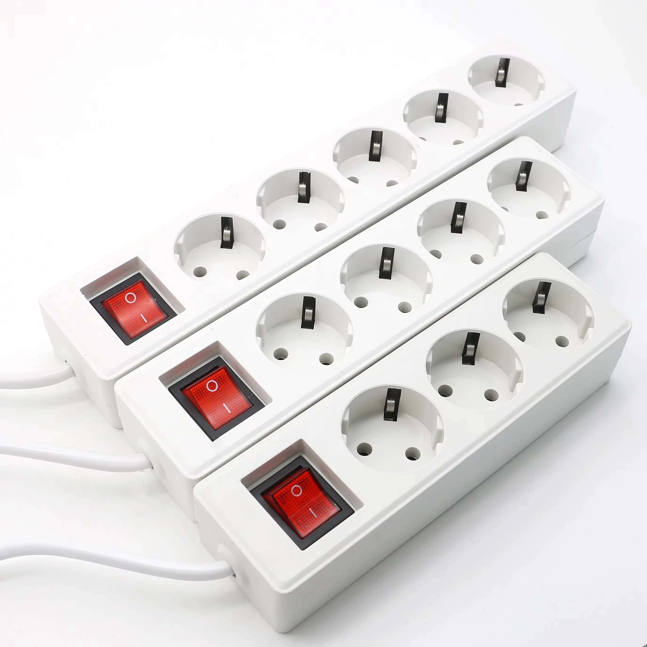 2/3/4 Multiple Sockets EU Plug with ON/OFF Switch 2M Extension Cord European Standard Adapter Expansion Socket Power Converter