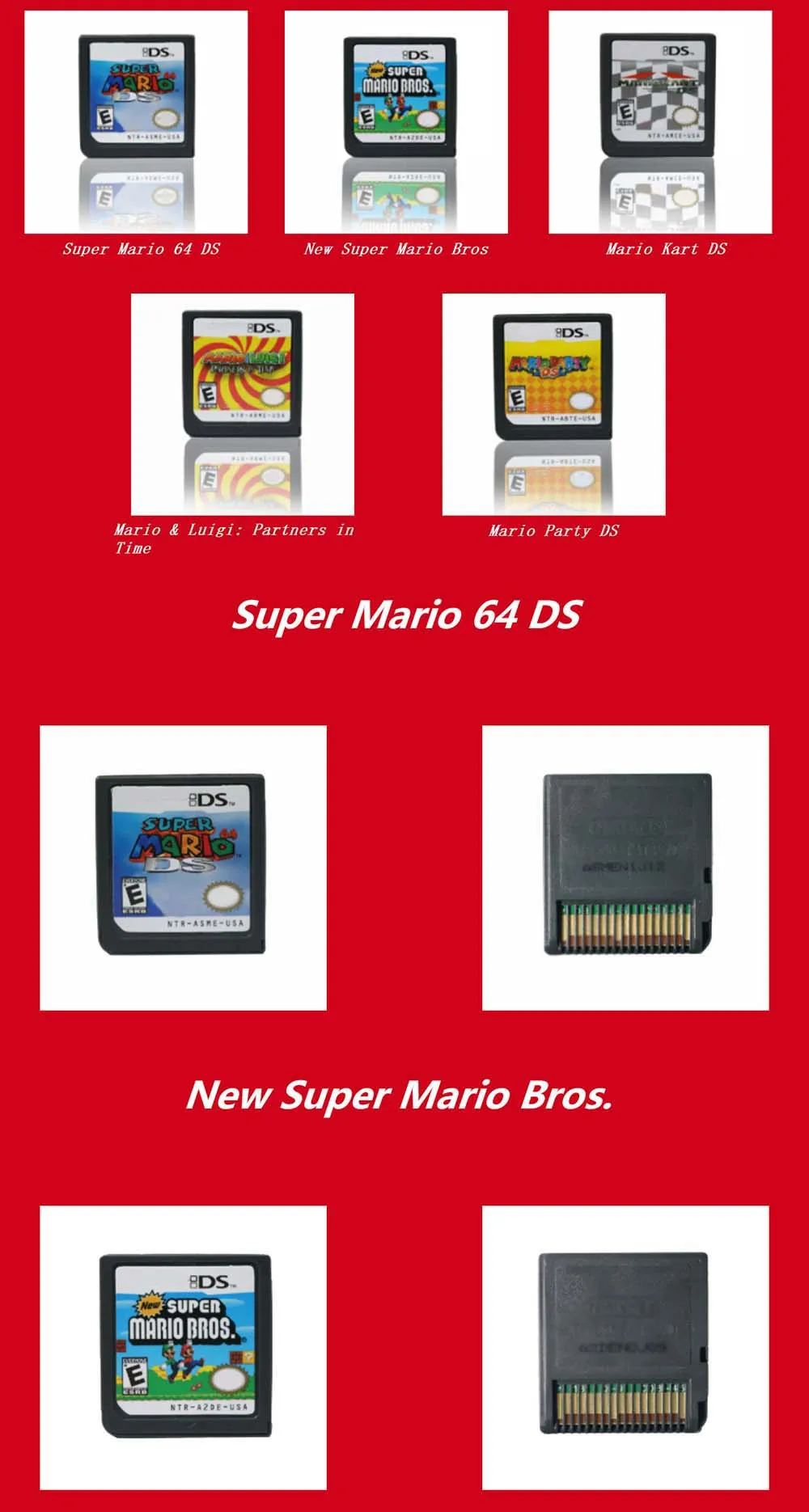 ☌DS Games Cartridge New Bros Video Game Console Card DS Party DS Card For NDSL 2DS 3DS