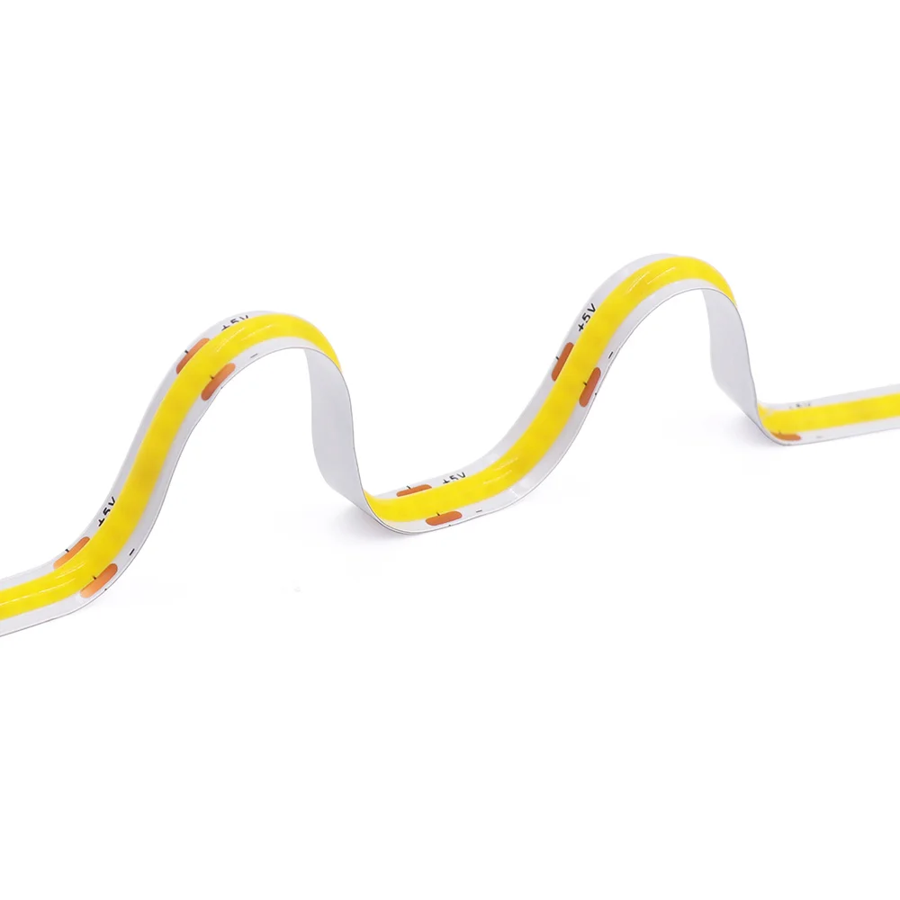 5V USB COB LED Strip Light 320LEDs Ribbon Tape Warm White Red Green Blue Pink Yellow 8mm PCB Flexible Linear Lighting Room Decor