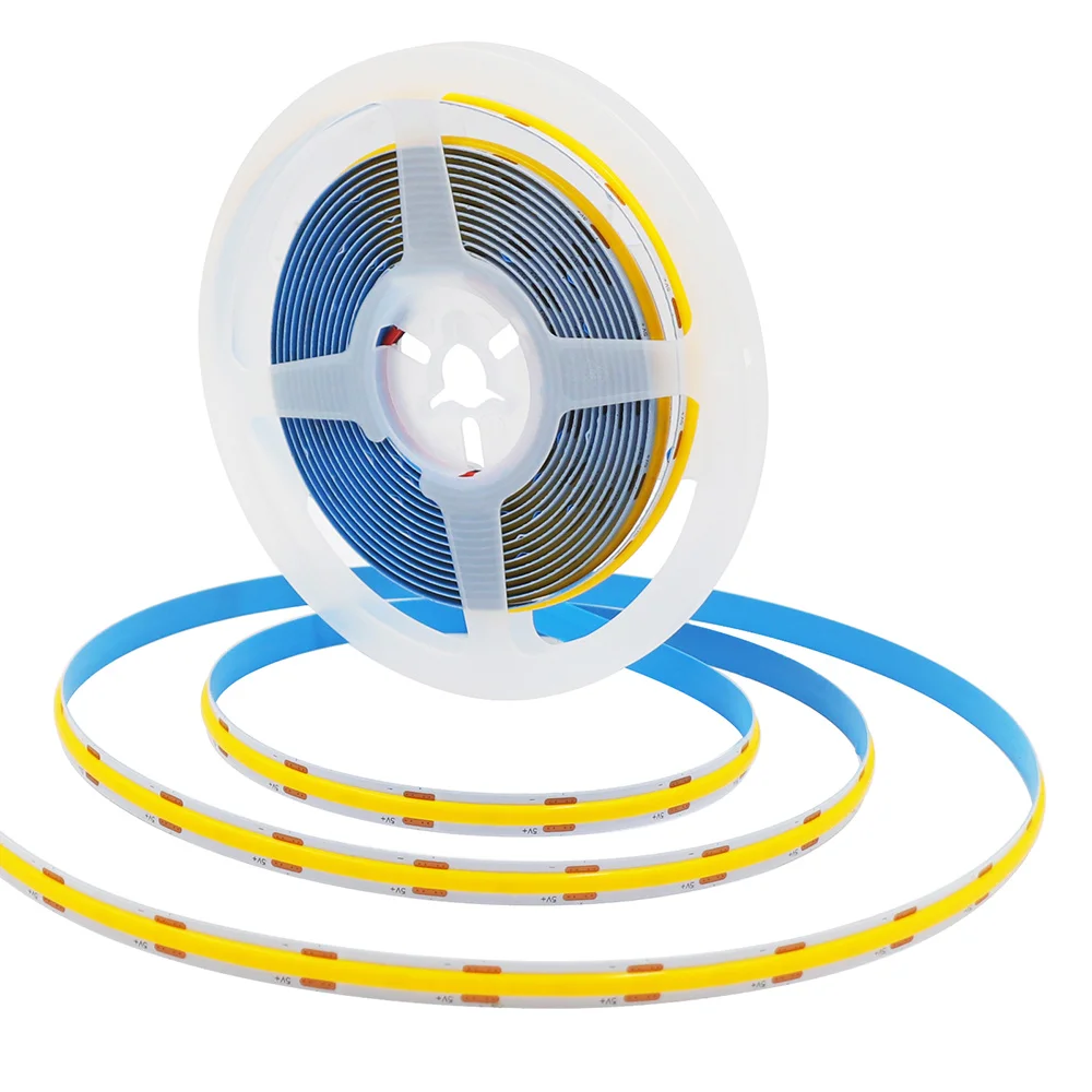 5V USB COB LED Strip Light 320LEDs Ribbon Tape Warm White Red Green Blue Pink Yellow 8mm PCB Flexible Linear Lighting Room Decor