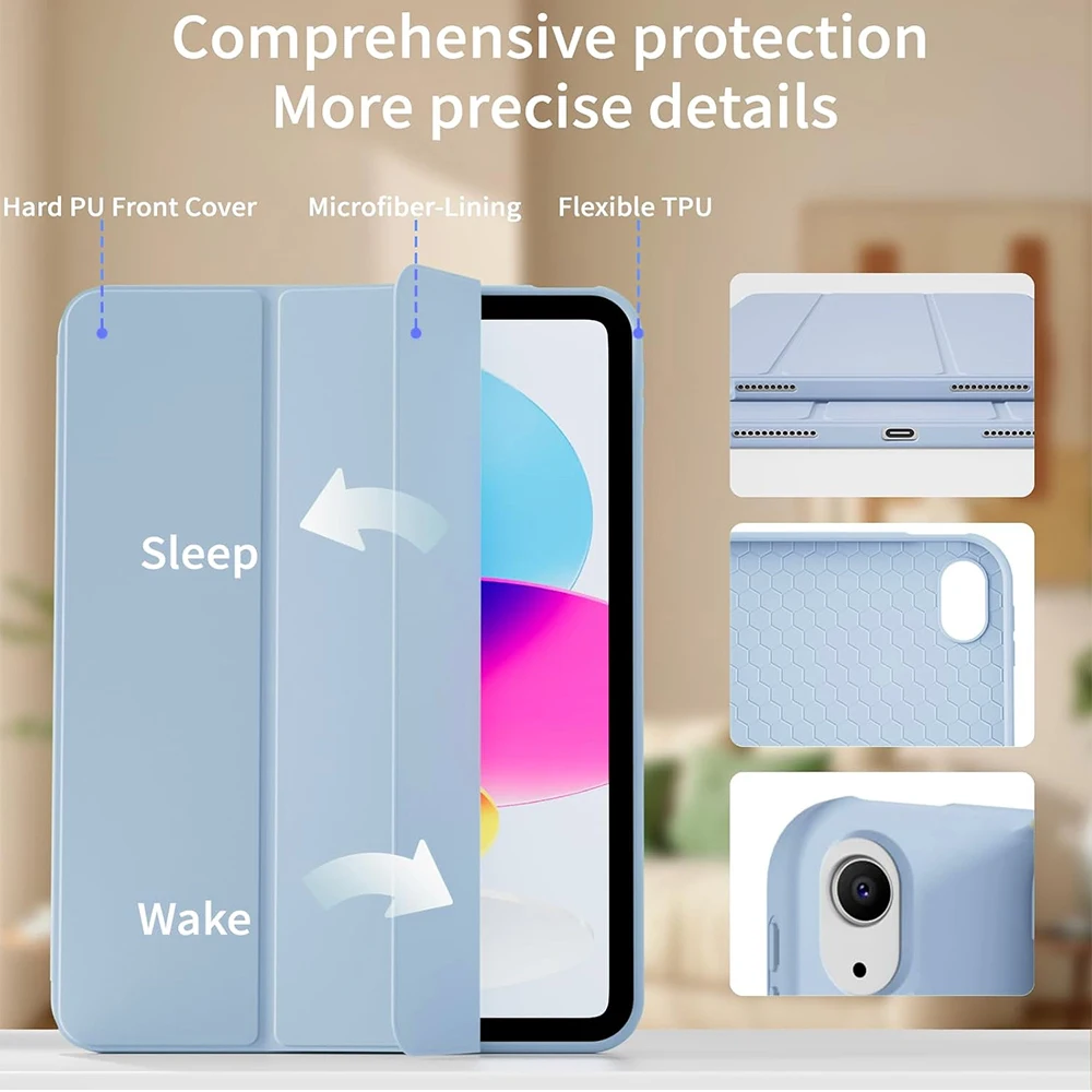 Case for iPad (A16) 11th Generation 11 Inch 2025, iPad 10th Generation 10.9 inch 2022, Auto Wake/Sleep, Slim Trifold Stand Cover