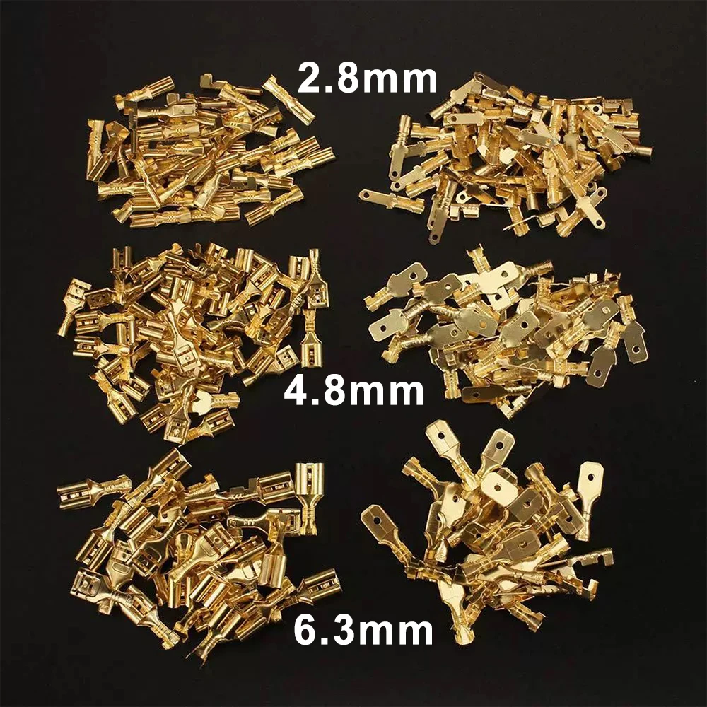 Wire Crimp Terminals Set 2.8/4.8/6.3mm Copper Male Female Wire Spade Connectors with Insulated Sleeve Electrical Conector Box