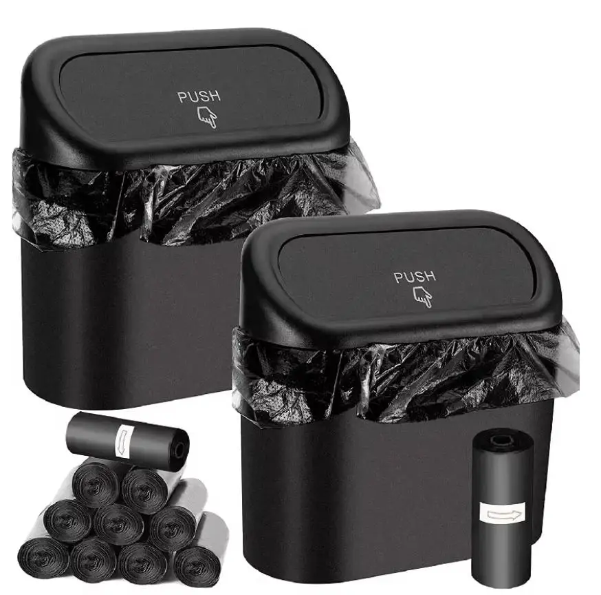 Car Trash Can (with Lid) Contains 1/2/3 Garbage Bags, Small Car Trash Can, Leak-proof Mini Car Accessories