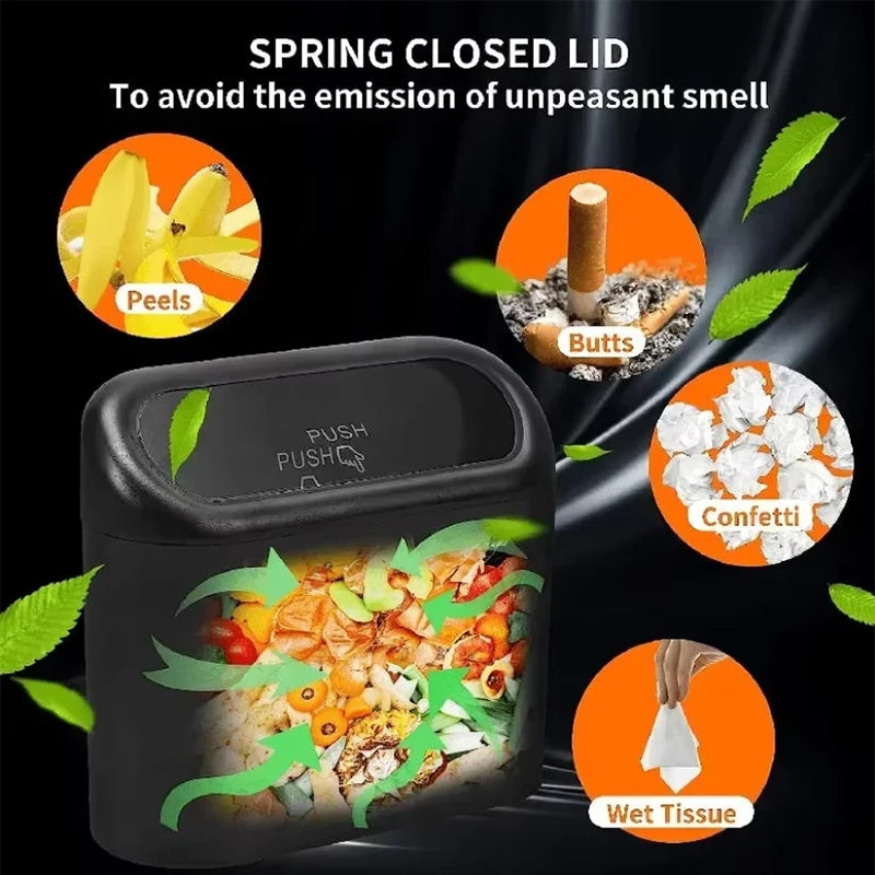 Car Trash Can (with Lid) Contains 1/2/3 Garbage Bags, Small Car Trash Can, Leak-proof Mini Car Accessories
