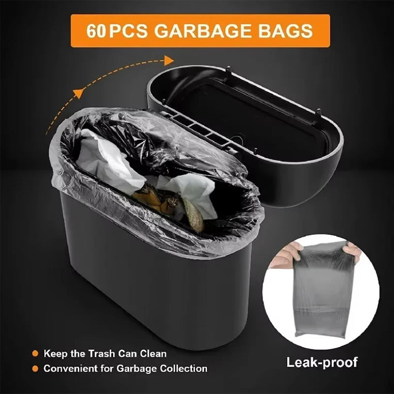 Car Trash Can (with Lid) Contains 1/2/3 Garbage Bags, Small Car Trash Can, Leak-proof Mini Car Accessories
