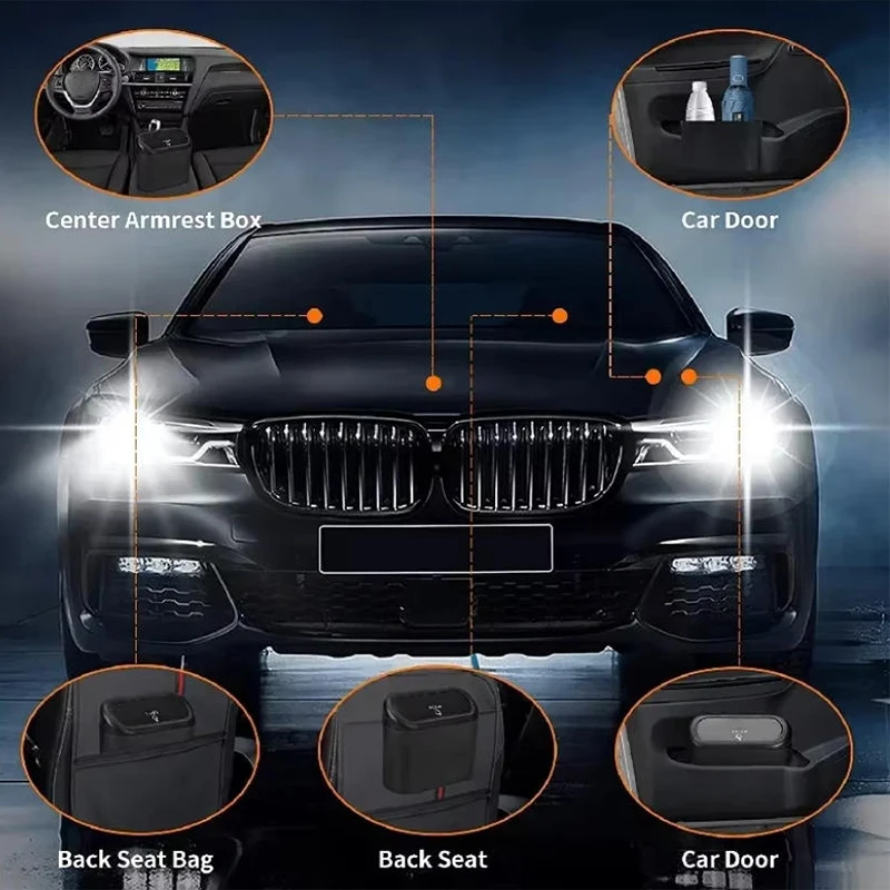 Car Trash Can (with Lid) Contains 1/2/3 Garbage Bags, Small Car Trash Can, Leak-proof Mini Car Accessories