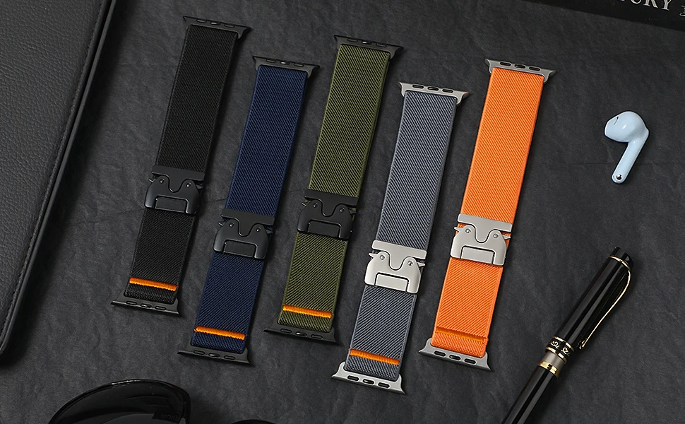 Nylon Parachute Strap For Apple Watch ultra 4 3 band 49mm 44mm 46mm 42 40 45mm 41 Elastic Bracelet Correa IWatch 12 11 10 9 8 SE