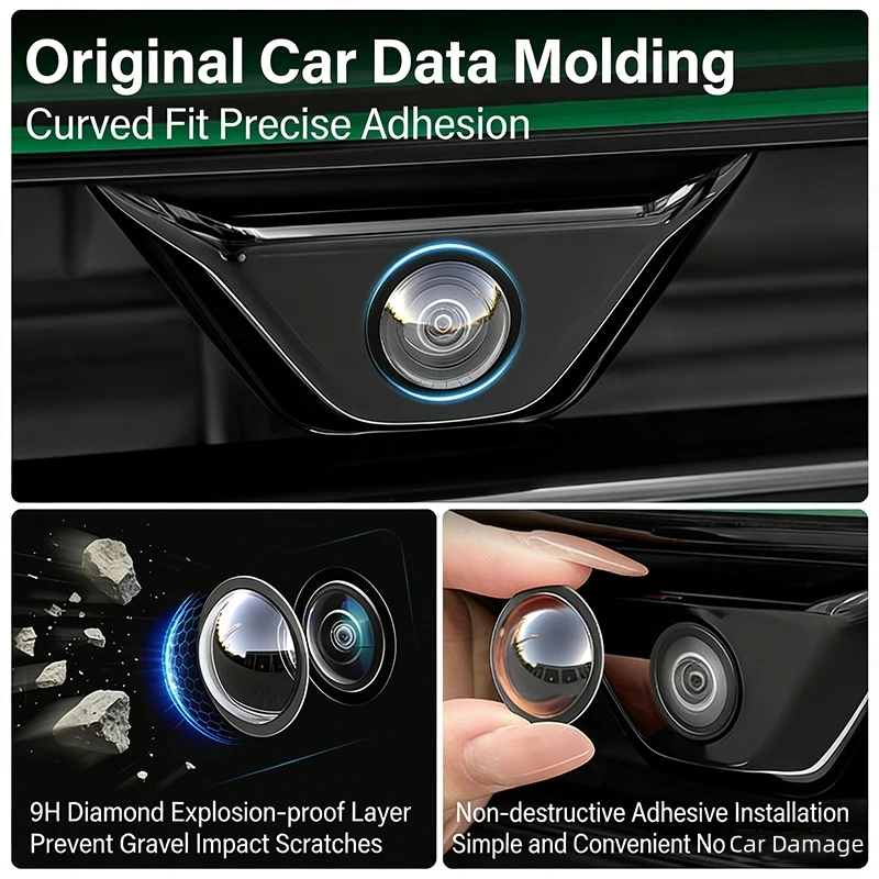 Car Camera Lens Transparent Protector Cover Universal Front Bumper Camera 360° All-Round Lens Guard PC Lens Protector Cover Kit