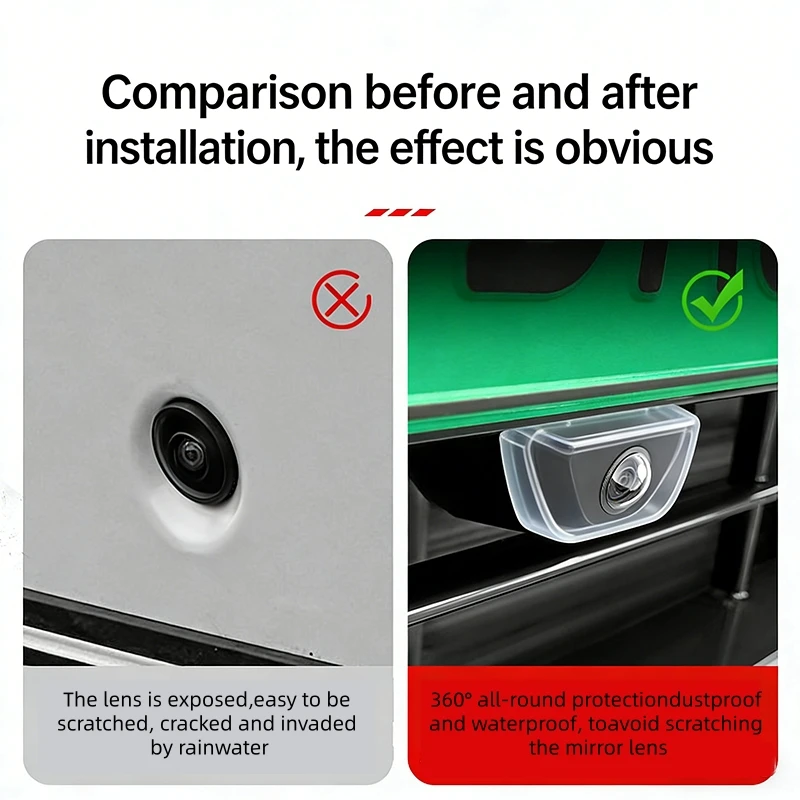 Car Camera Lens Transparent Protector Cover Universal Front Bumper Camera 360° All-Round Lens Guard PC Lens Protector Cover Kit