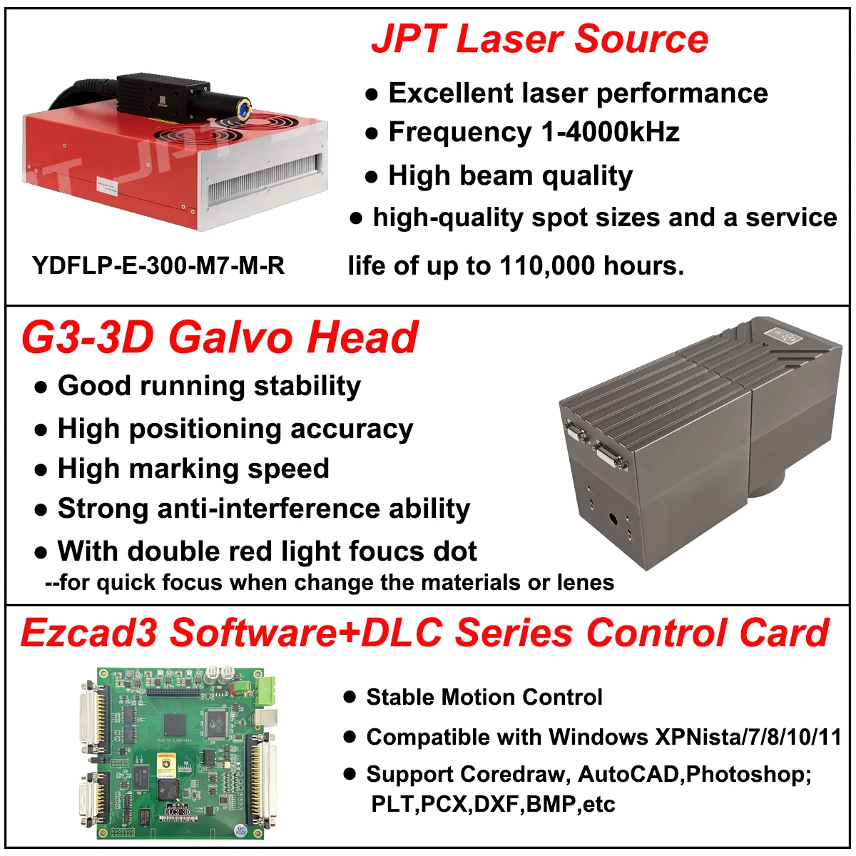 300W 3D JPT Mopa Fiber Laser Marking Cutting Machine 3 Axis Laser Engraver for All Metal Jewelry 200W 100W Deep Laser Marking
