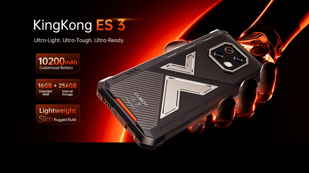 [Ship From UK] Cubot KingKong ES 3 Android 15 Rugged Smartphone 16GB(6+10) 256GB 10200mAh 33W 48MP 6.745''120Hz NFC Mobile Phone