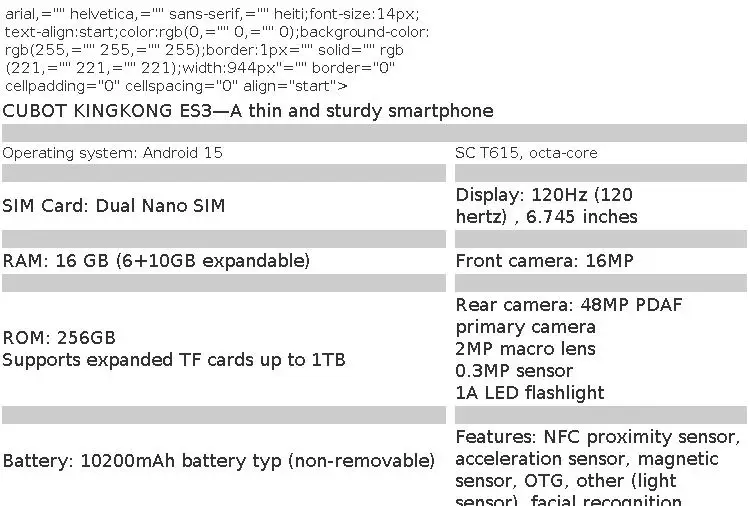 [Ship From UK] Cubot KingKong ES 3 Android 15 Rugged Smartphone 16GB(6+10) 256GB 10200mAh 33W 48MP 6.745''120Hz NFC Mobile Phone