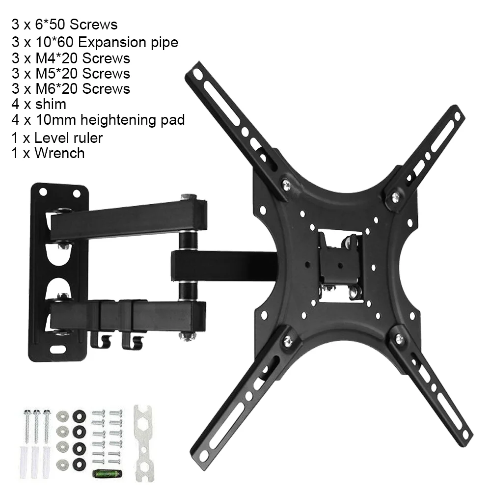 TV Wall Mount Bracket For 17-55inch TV Retractable Arms Swivel Tilt Extension Rotation TV Stand Expansion Bracket