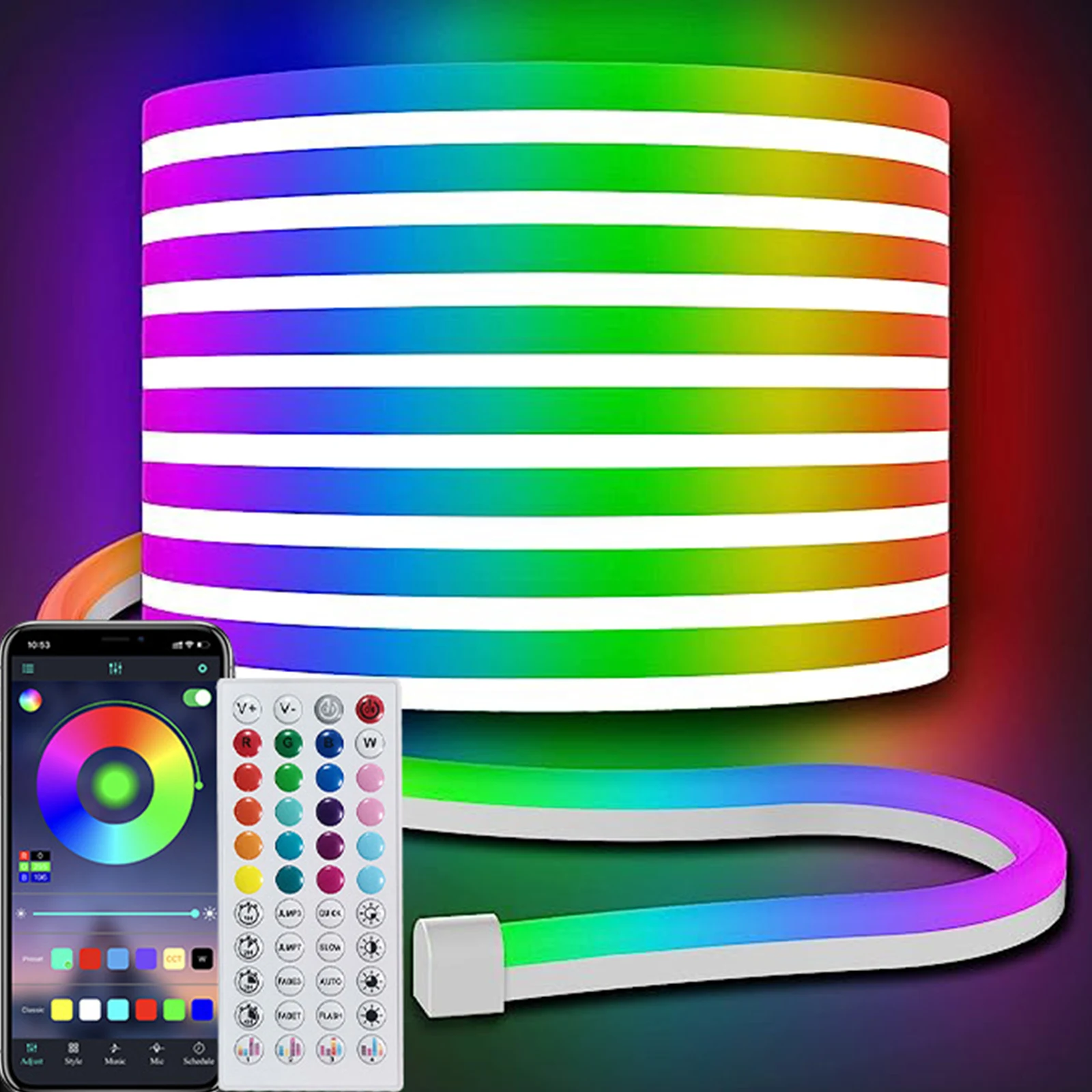 RGB Rope Light APP Remote Silicone Neon Tape Light Color Changing Rope Light for Bedroom Living Room Gameroom