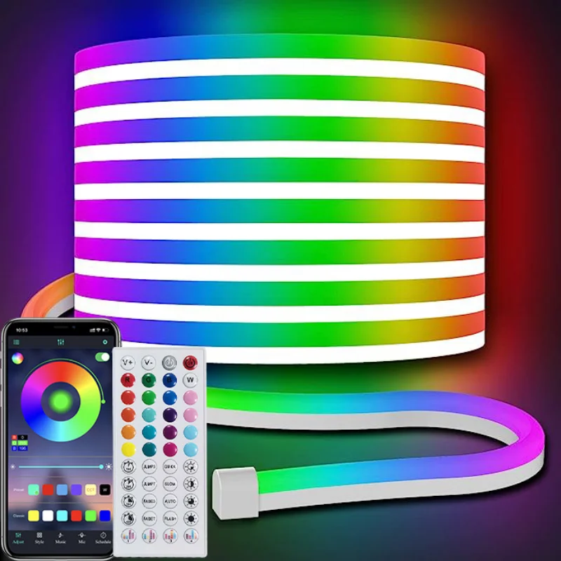RGB Rope Light APP Remote Silicone Neon Tape Light Color Changing Rope Light for Bedroom Living Room Gameroom