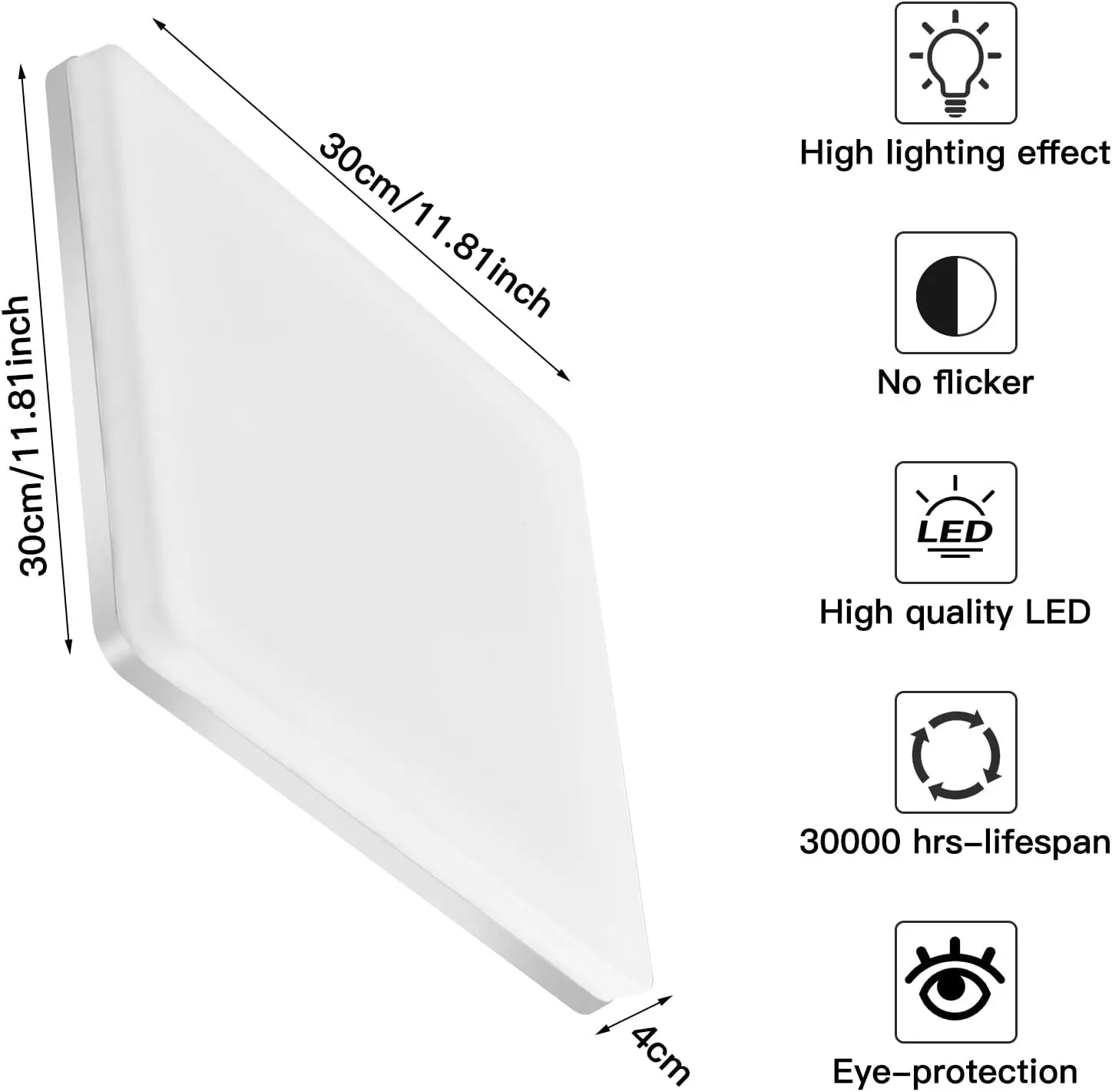 Square LED Ceiling Light,48W 5400LM LED Ceiling Lamp,Cold White Light 6500K Ceiling Light For Living Room,Bedroom