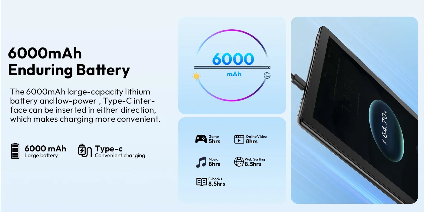XGODY N01 10.1 Inch 8GB+64GB Android 15 Tablet With Keyboard and Case 2MP+8MP Camera 6000mah High-Performance Tablet Penta-Core