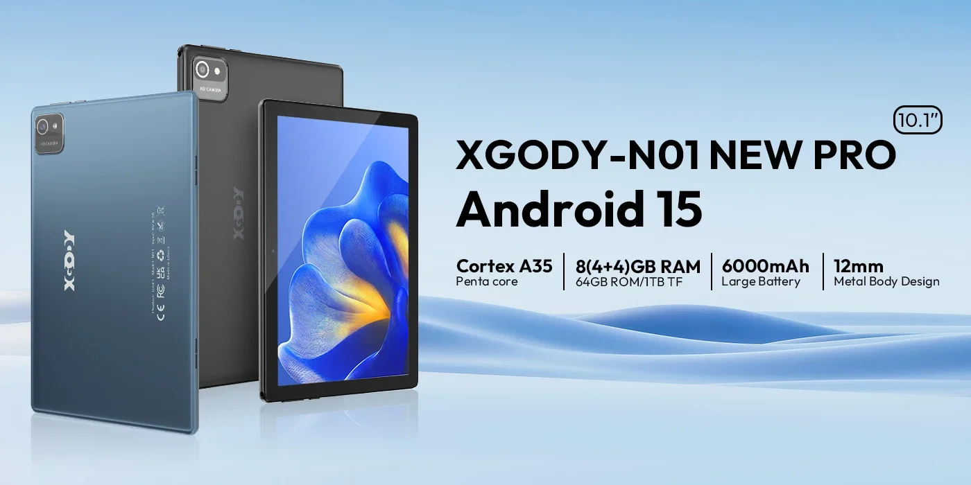 XGODY N01 10.1 Inch 8GB+64GB Android 15 Tablet With Keyboard and Case 2MP+8MP Camera 6000mah High-Performance Tablet Penta-Core