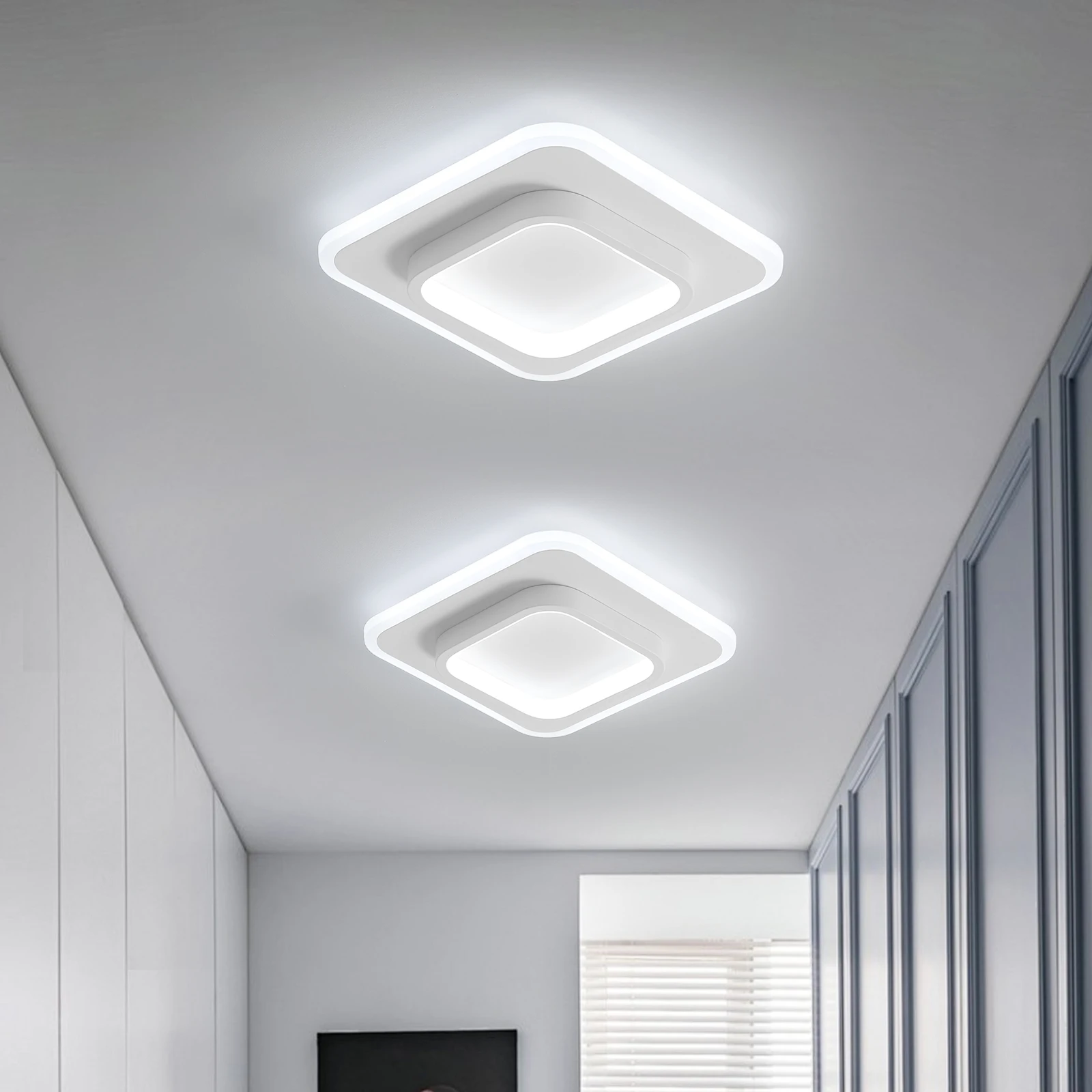 Modern LED Ceiling Light, Acrylic Square Ceiling Lamp Warm White 3500K for Hallway Office Bedroom Kitchen Living Room [Energy E]