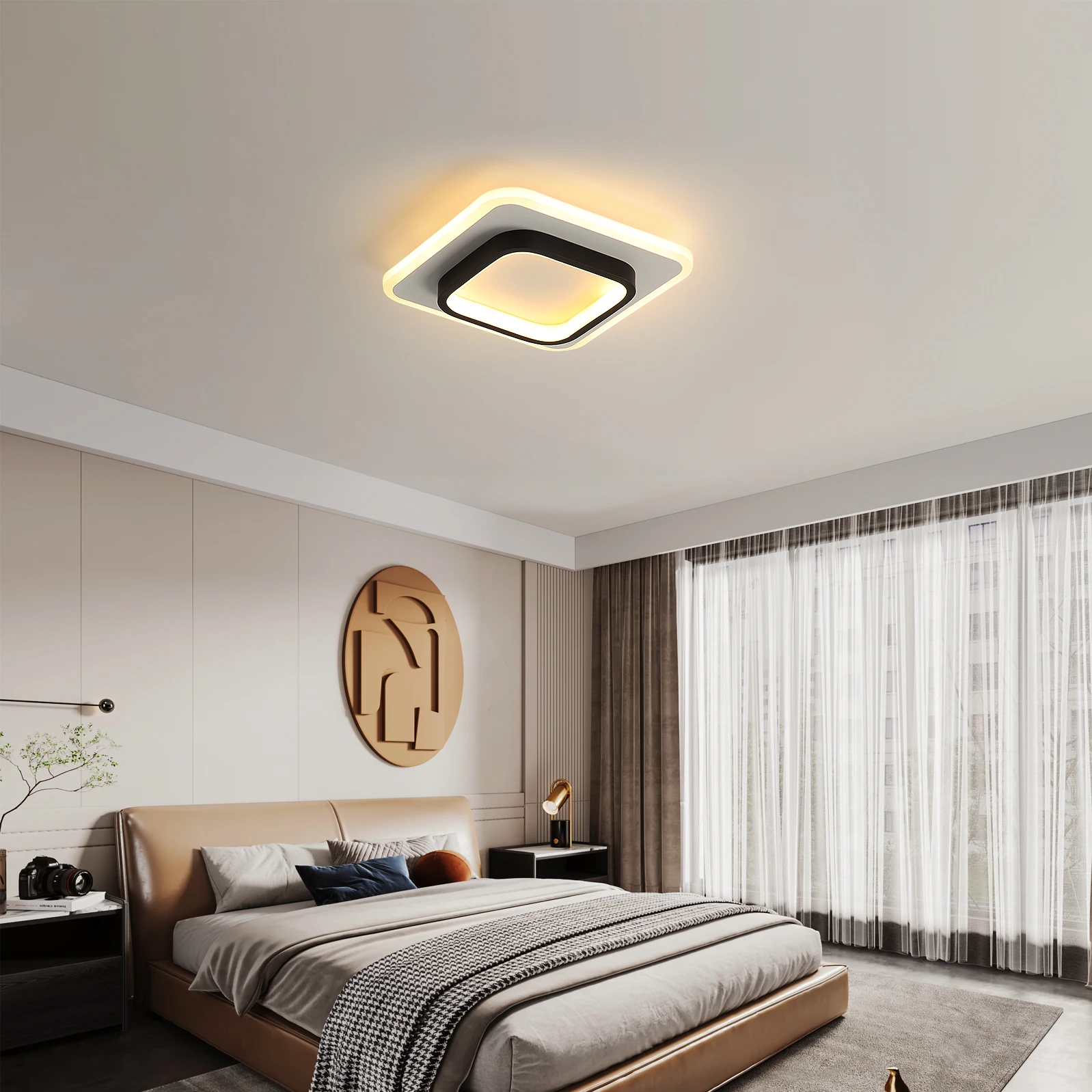 Modern LED Ceiling Light, Acrylic Square Ceiling Lamp Warm White 3500K for Hallway Office Bedroom Kitchen Living Room [Energy E]