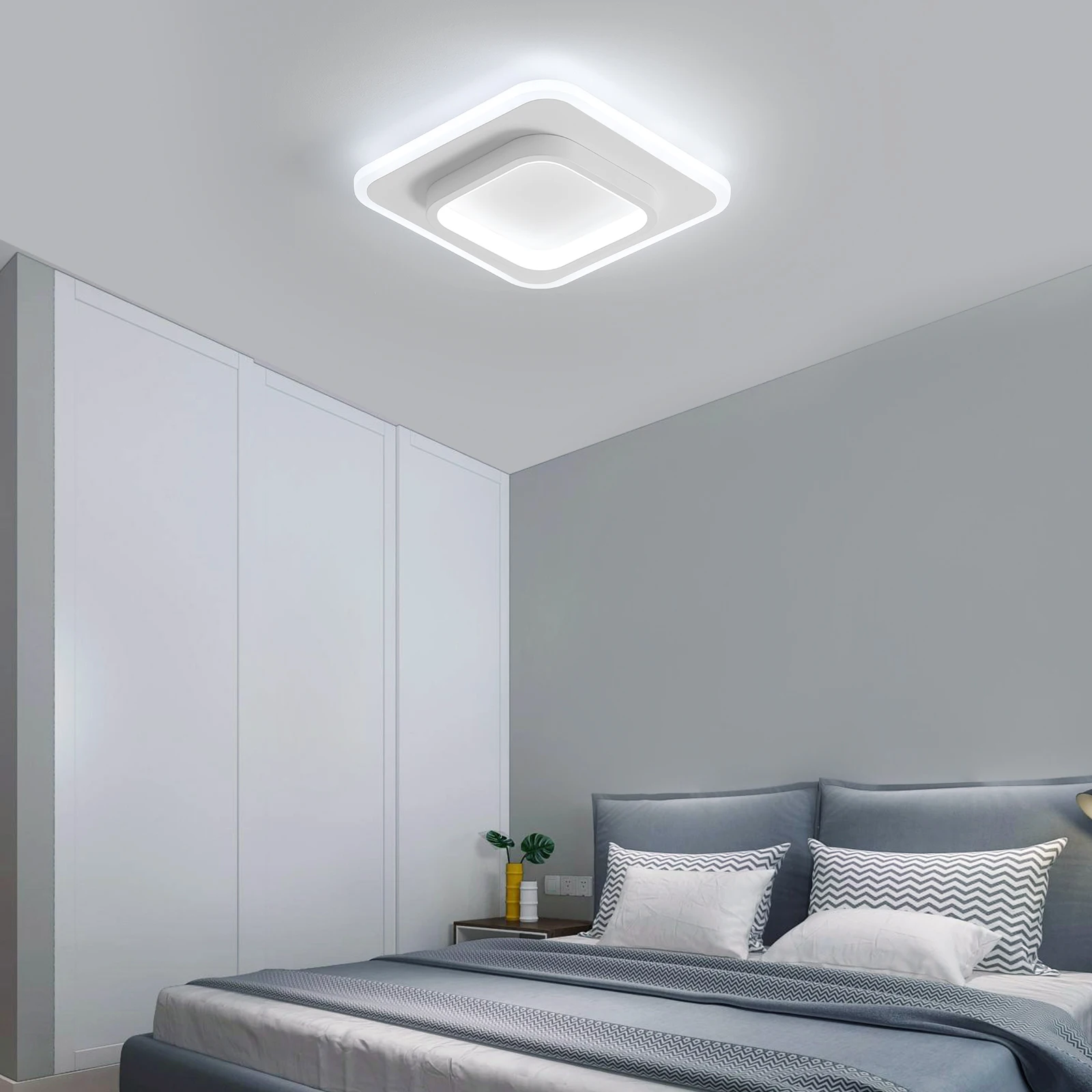 Modern LED Ceiling Light, Acrylic Square Ceiling Lamp Warm White 3500K for Hallway Office Bedroom Kitchen Living Room [Energy E]