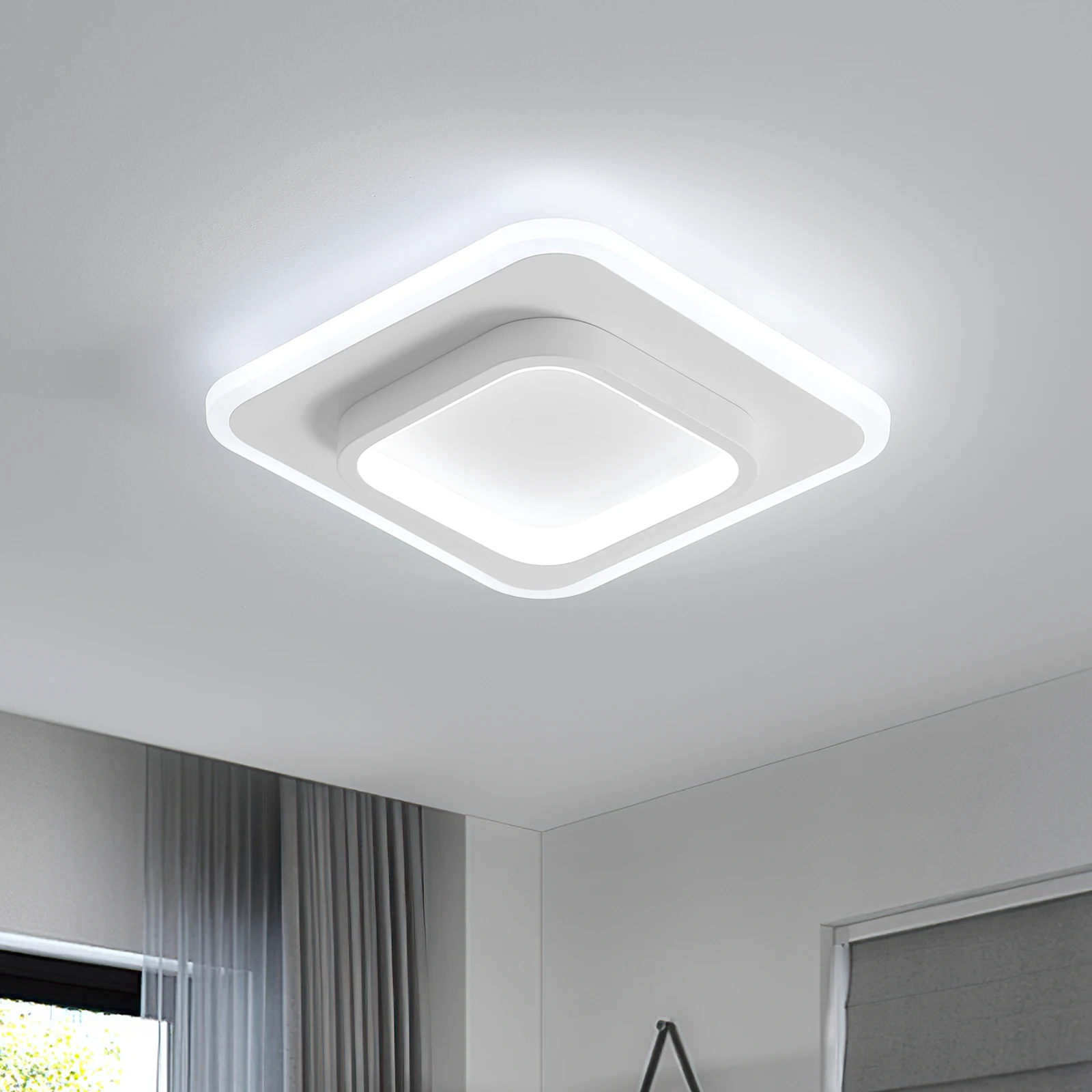 Modern LED Ceiling Light, Acrylic Square Ceiling Lamp Warm White 3500K for Hallway Office Bedroom Kitchen Living Room [Energy E]