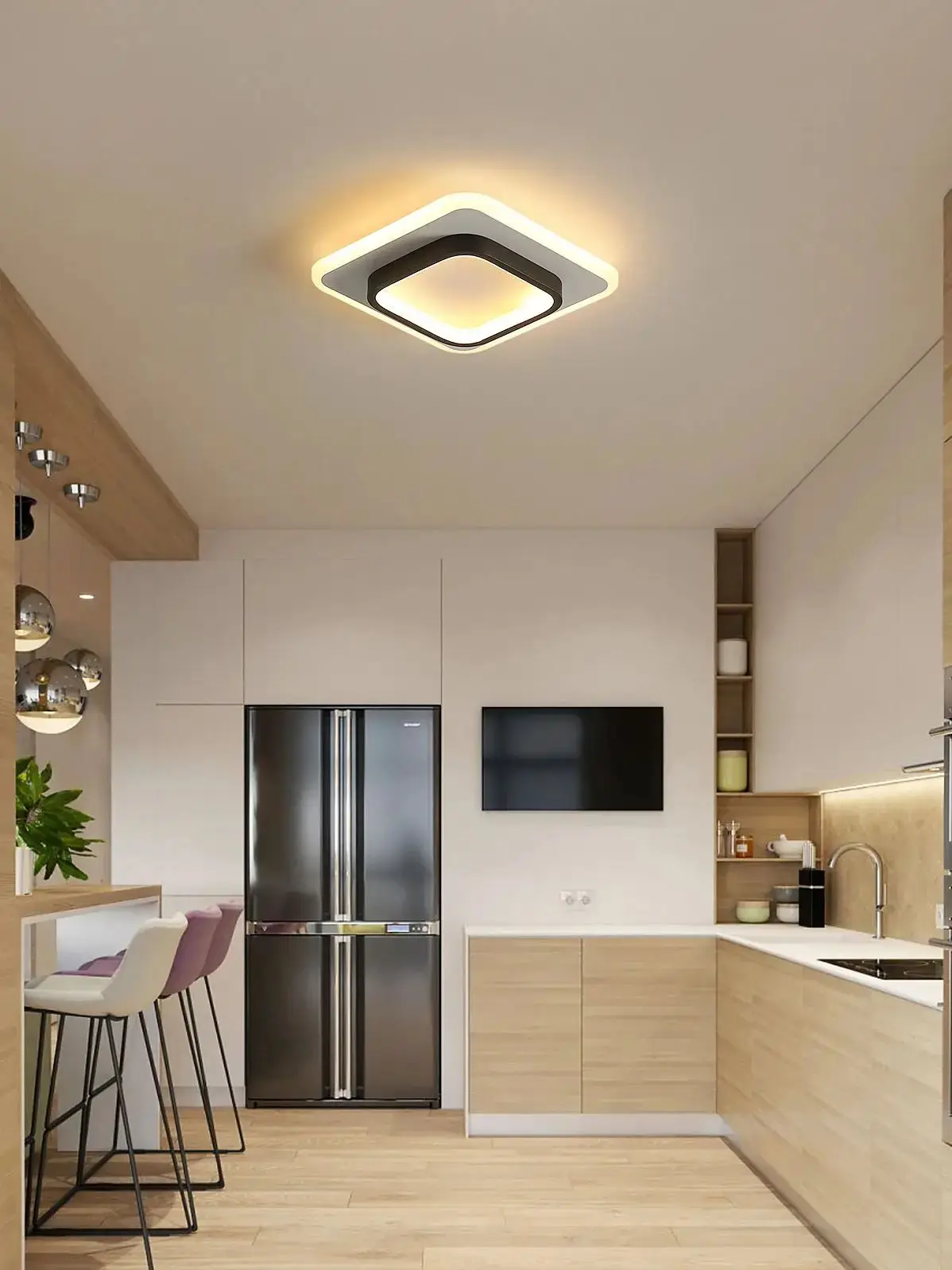 Modern LED Ceiling Light, Acrylic Square Ceiling Lamp Warm White 3500K for Hallway Office Bedroom Kitchen Living Room [Energy E]
