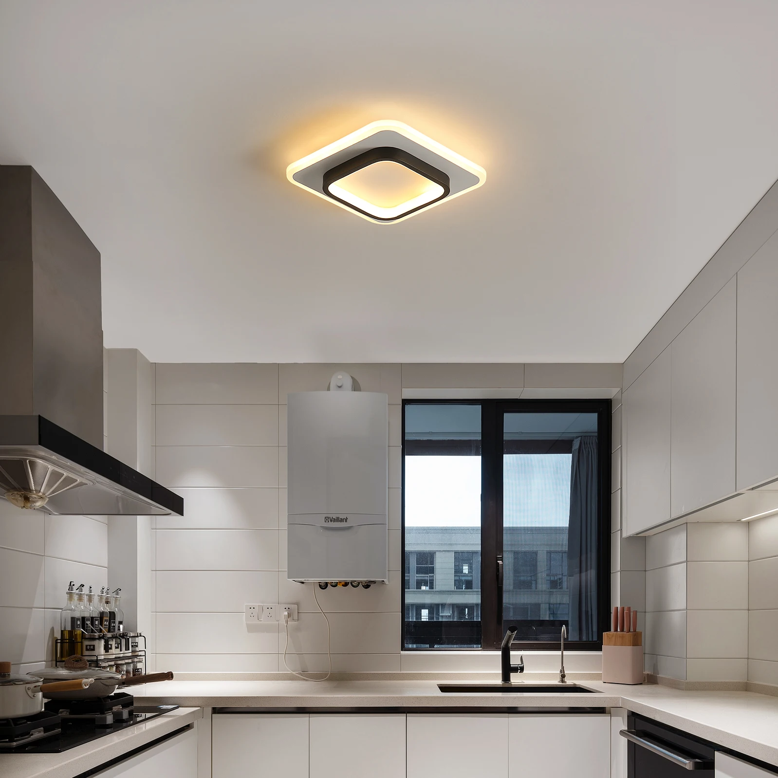 Modern LED Ceiling Light, Acrylic Square Ceiling Lamp Warm White 3500K for Hallway Office Bedroom Kitchen Living Room [Energy E]