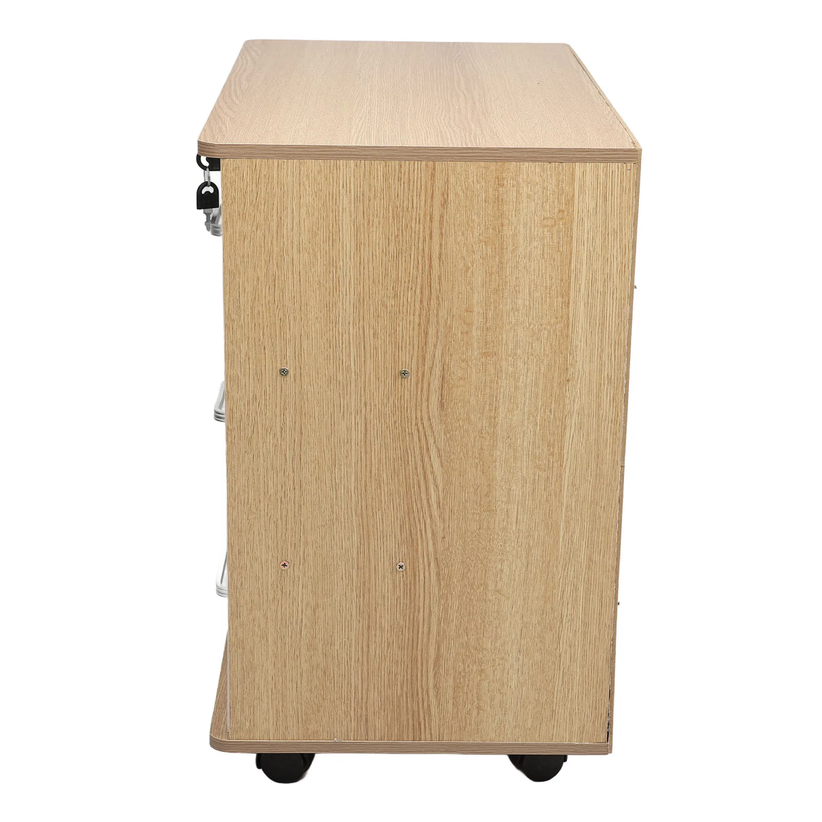 Bedside Storage Cabinet with Lock Removable Wheels Artificial Wood Bedroom End Table Drawer Cabinet for File Document Clothing