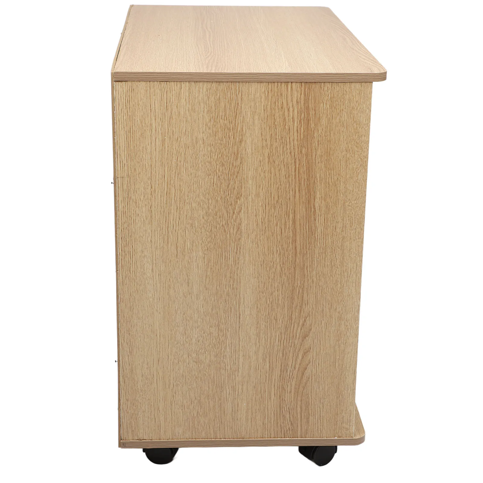 Bedside Storage Cabinet with Lock Removable Wheels Artificial Wood Bedroom End Table Drawer Cabinet for File Document Clothing