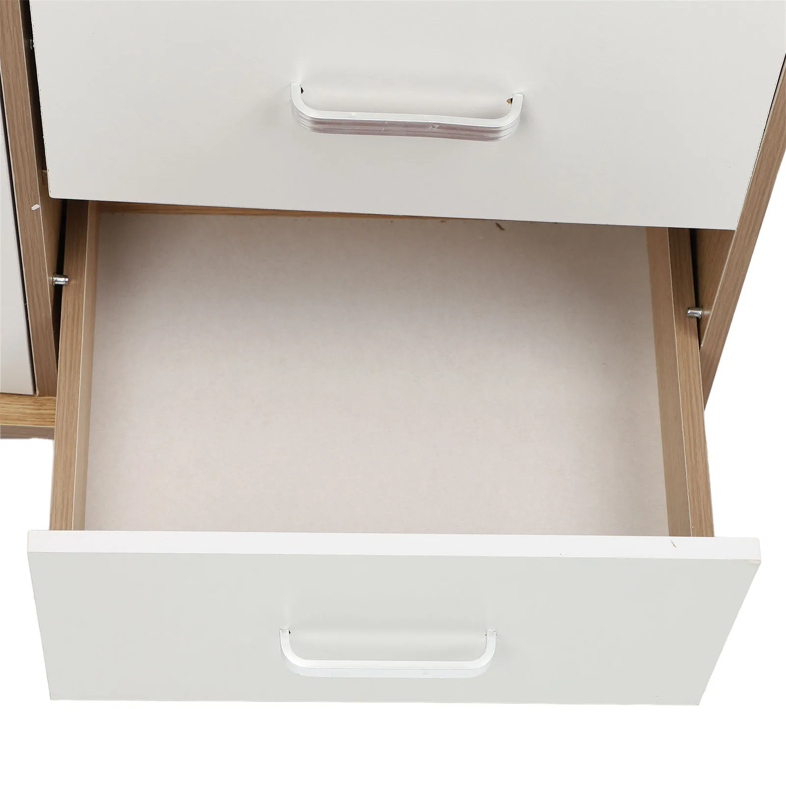Bedside Storage Cabinet with Lock Removable Wheels Artificial Wood Bedroom End Table Drawer Cabinet for File Document Clothing
