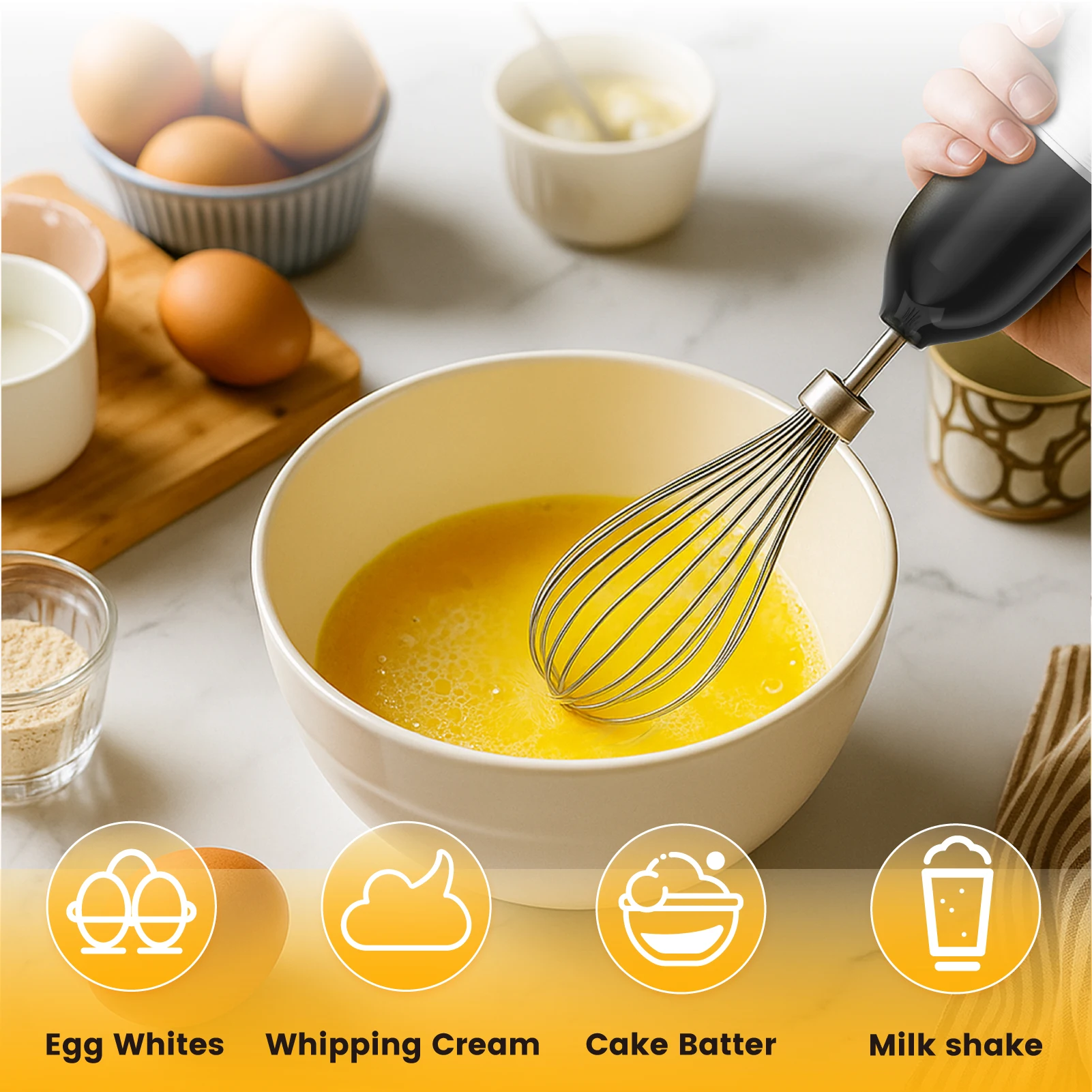 SUPERLEX 3 in 1 Immersion Hand Blender 600W Power Hand Stick Blender Mixer Vegetable Meat Grinder with 304 Stainless Steel Blade