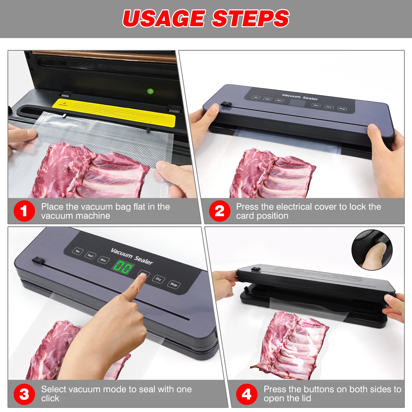 BRIEFNESS 6-in-1 Automatic Vacuum Sealer with Cutter, 6 Modes & 10 Bags for Meat, Vegetables, Snacks, Dry/Wet Food Preservation