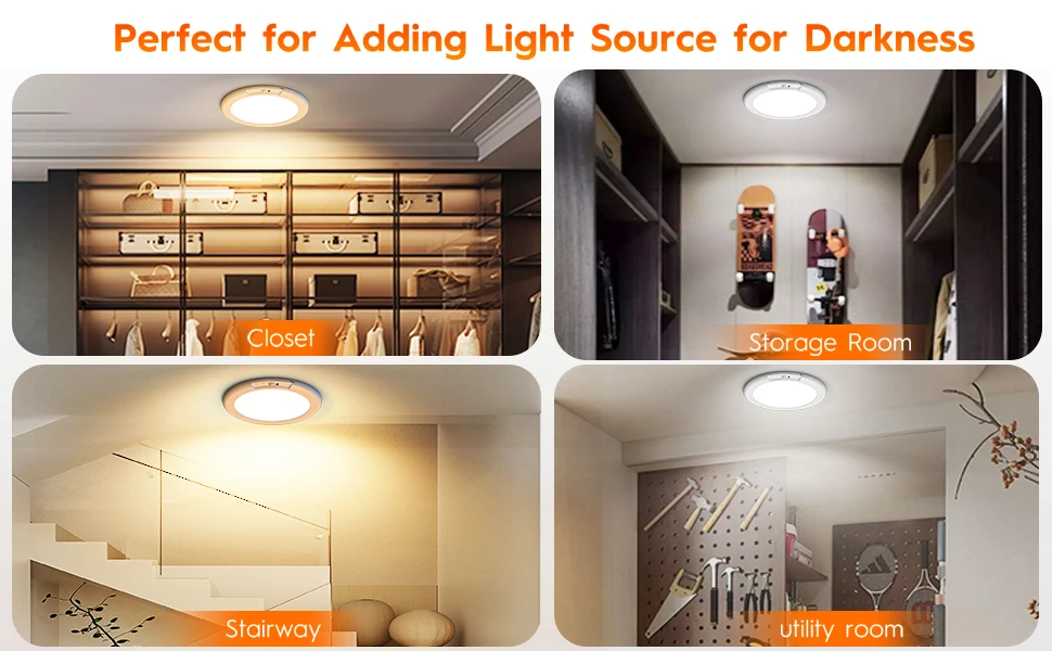 Ceiling Light Motion Sensor LED Type-C Rechargeable Magnetic Lamp Wireless Wall Lamp Remote LED Night Light Wardrobe Bedroom