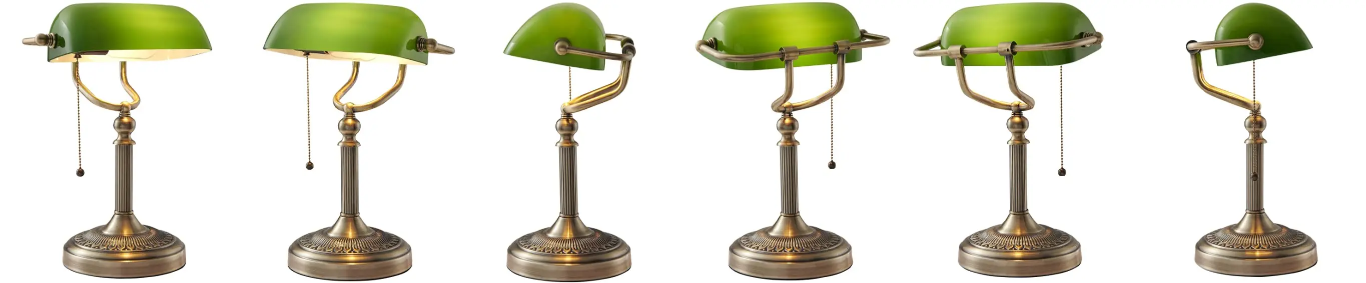Green Glass Lamp Shade Desk Lamp Banker Lamp Pull Chain Switch Table Lamp Classic Table Lamp