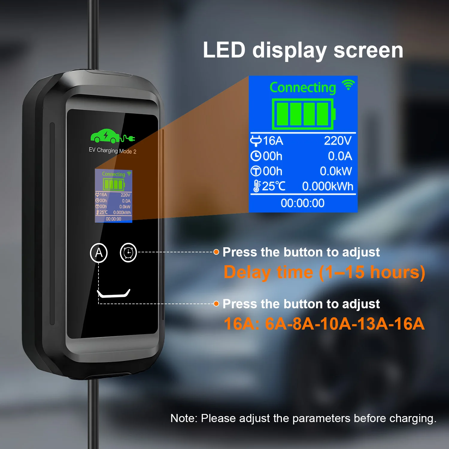 GOODCELL Type 2 EV Charger 3.6KW 16A 1P APP Smart Control IP66 5/10M Cable EU Schuko Plug 220V For Type2 EV Car Charger