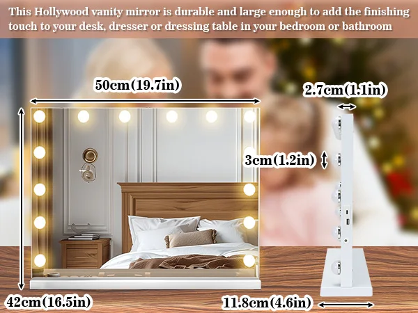 Hollywood LED Vanity Mirror with 10 Lights 3 Color Dimmable Touch Control Make Up Mirror for Dressing Table Bedroom Beauty Decor