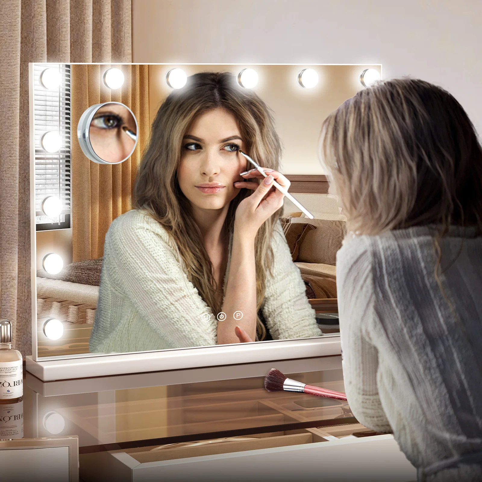 Hollywood LED Vanity Mirror with 10 Lights 3 Color Dimmable Touch Control Make Up Mirror for Dressing Table Bedroom Beauty Decor