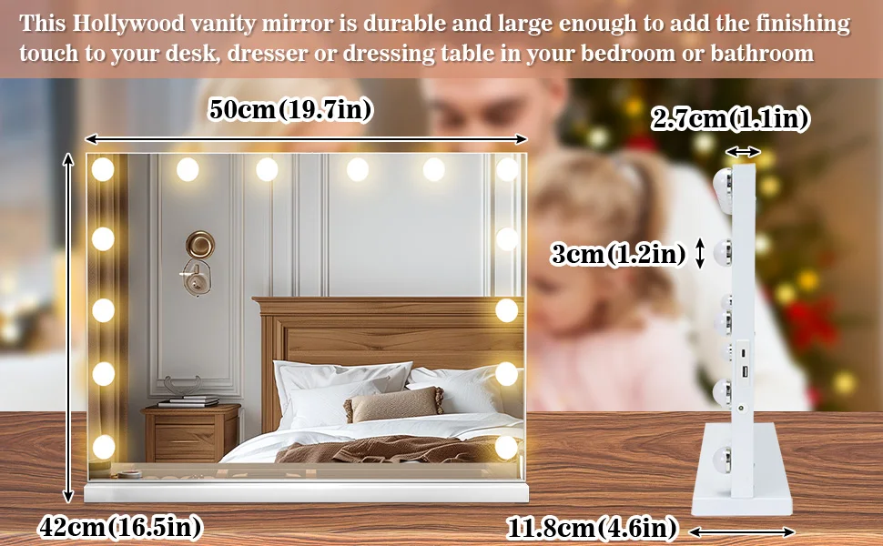Hollywood LED Vanity Mirror with 10 Lights 3 Color Dimmable Touch Control Make Up Mirror for Dressing Table Bedroom Beauty Decor