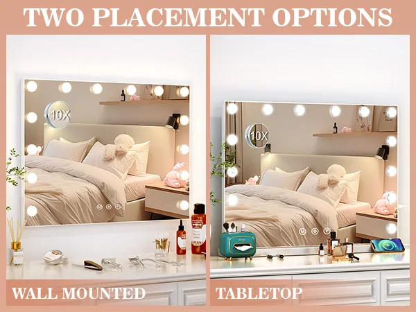 Hollywood LED Vanity Mirror with 10 Lights 3 Color Dimmable Touch Control Make Up Mirror for Dressing Table Bedroom Beauty Decor
