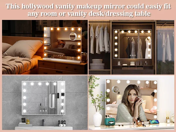 Hollywood LED Vanity Mirror with 10 Lights 3 Color Dimmable Touch Control Make Up Mirror for Dressing Table Bedroom Beauty Decor