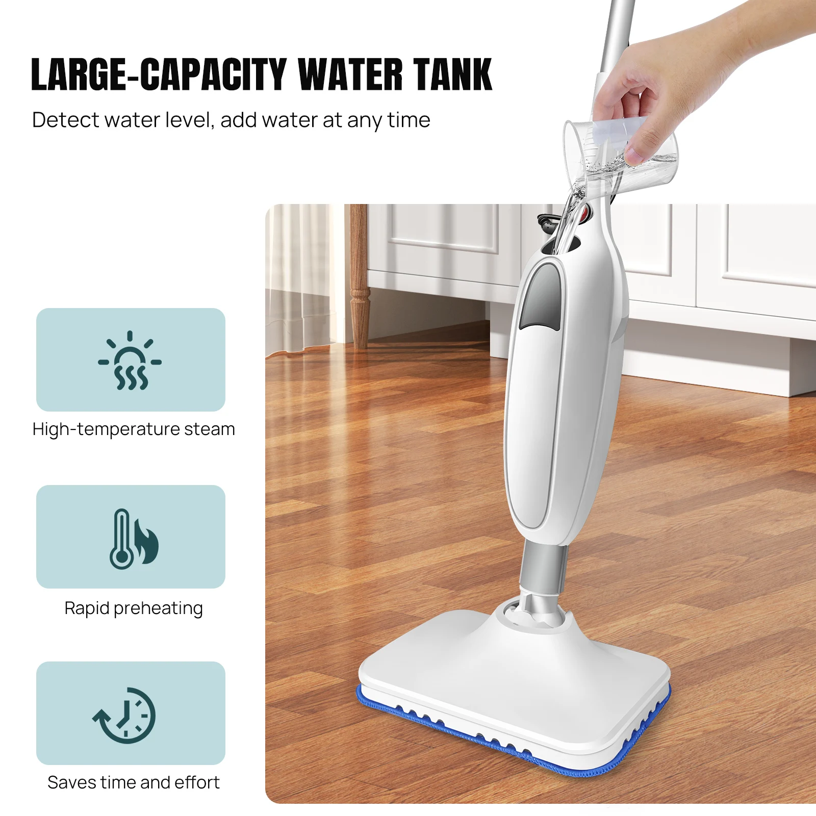 BRIEFNESS 1200W Electric Steam Cleaner High Temperature Steam Mop Sterilization Handhled Household for All Floors