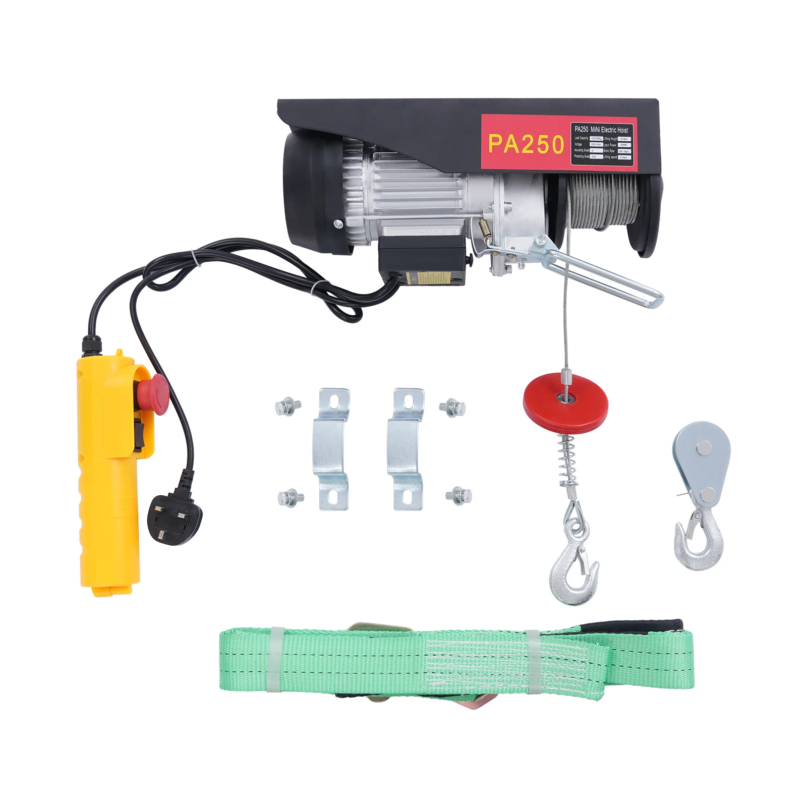 550W Electric Hoist with Wired Control, 18m Steel Wire & Dual Mode Double Rope for Factory Construction, 250kg Load Capacity