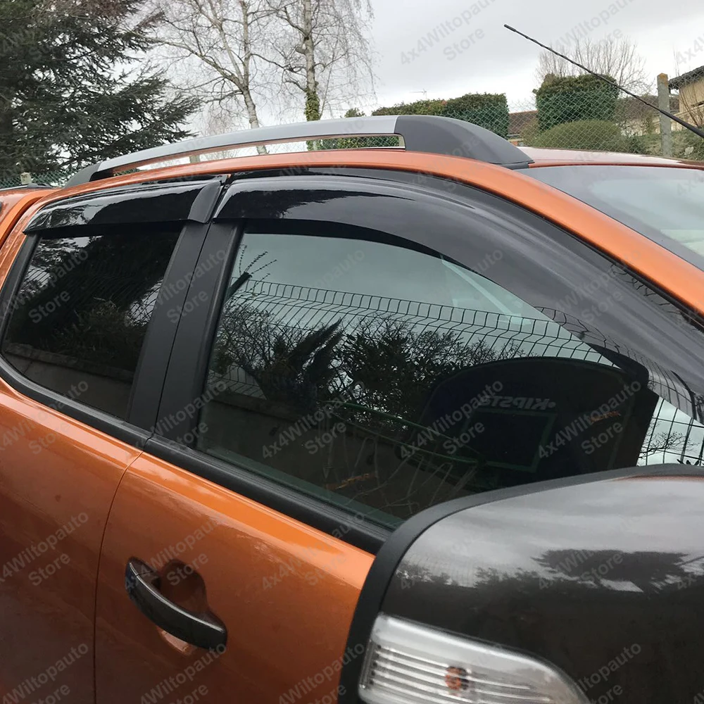 Window Visor For Ford Ranger T6 T7 T8 T9 Wildtrak Smoke Black Window Deflector Sun Rain Guards Car Accessories Double Cab