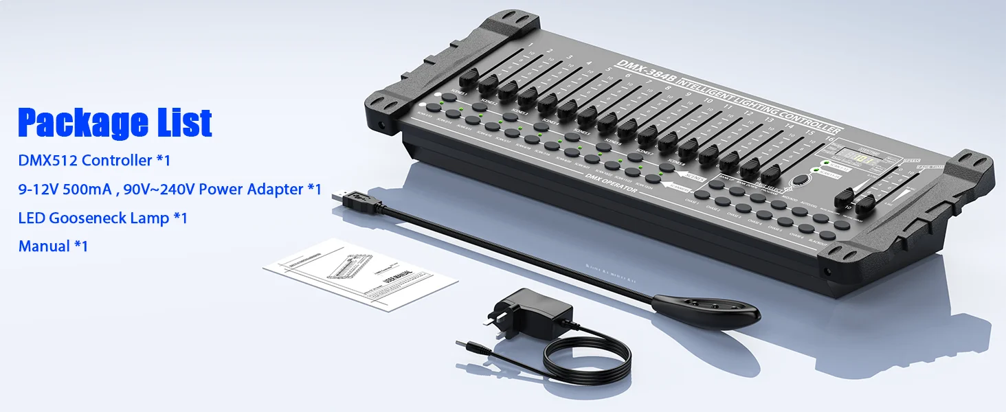 DayFlicker Black DMX and MIDI Operator 384 Channel Light Controller for Live Concerts KTV DJs Clubs