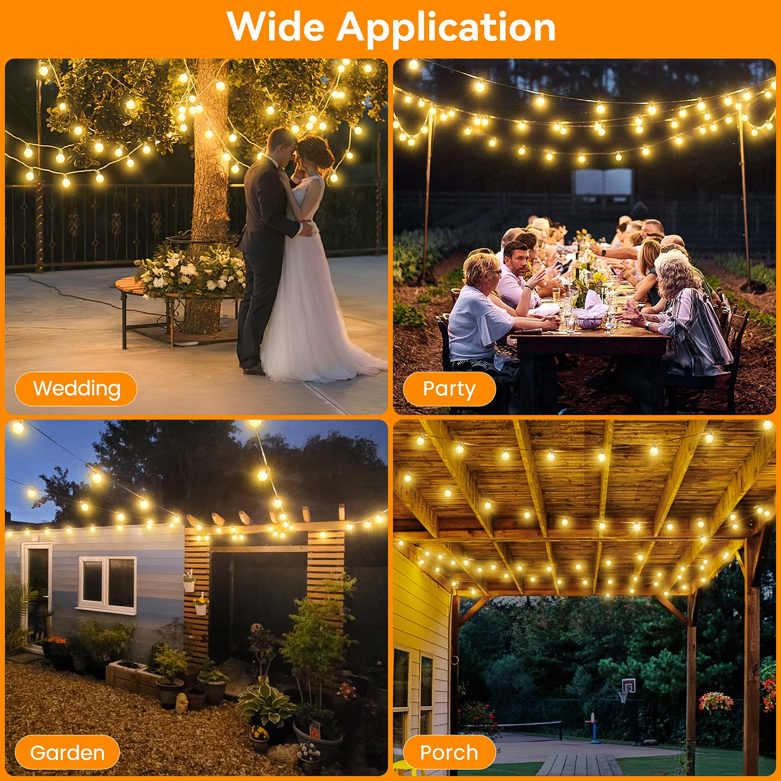 45M G40 LED String Lights Outdoor Fairy Garden Garland Lamp With Remote Control For Patio Street Wedding Party Decorative Lights