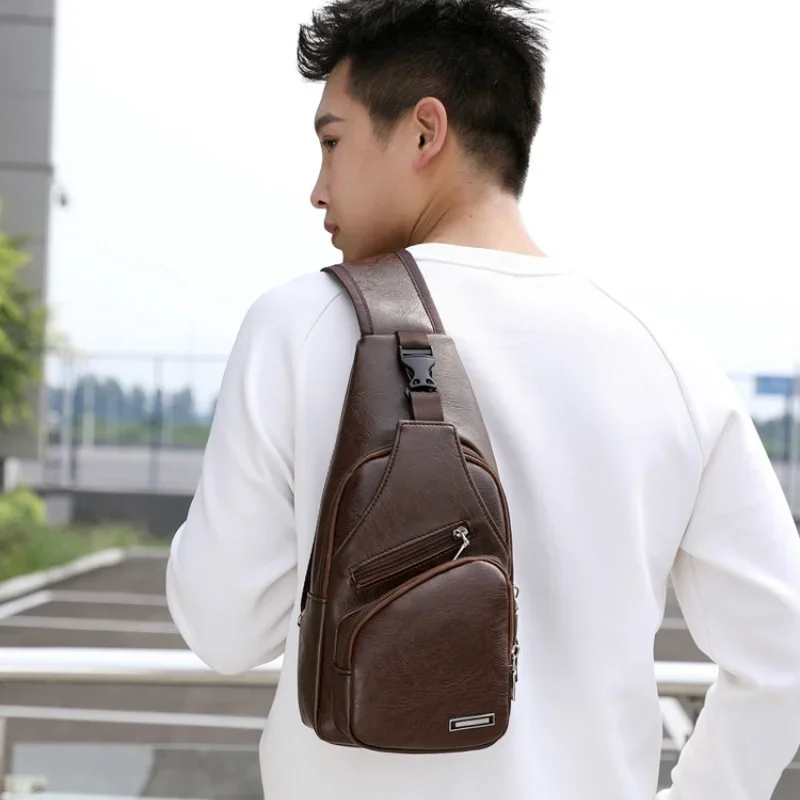 Chest Pack Men Sport PU Leather Belt Bag Fashion Trend Waterproof Shoulder Bag Waist Bags Street Pack Phone Crossbody Bags