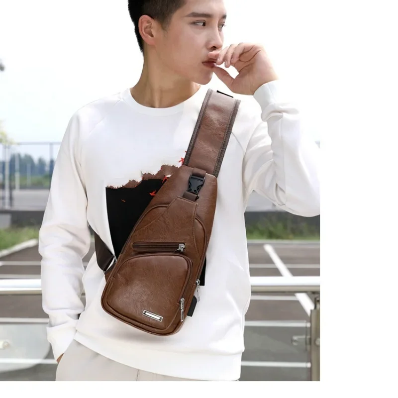 Chest Pack Men Sport PU Leather Belt Bag Fashion Trend Waterproof Shoulder Bag Waist Bags Street Pack Phone Crossbody Bags