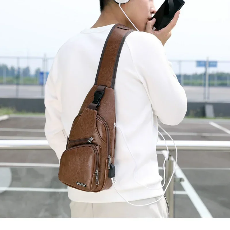 Chest Pack Men Sport PU Leather Belt Bag Fashion Trend Waterproof Shoulder Bag Waist Bags Street Pack Phone Crossbody Bags